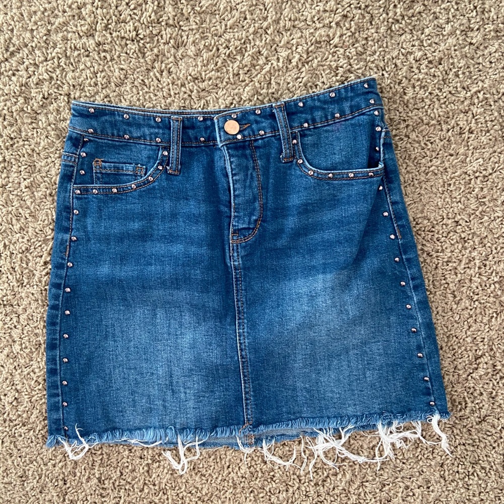 STUDDED DENIM SKIRT
